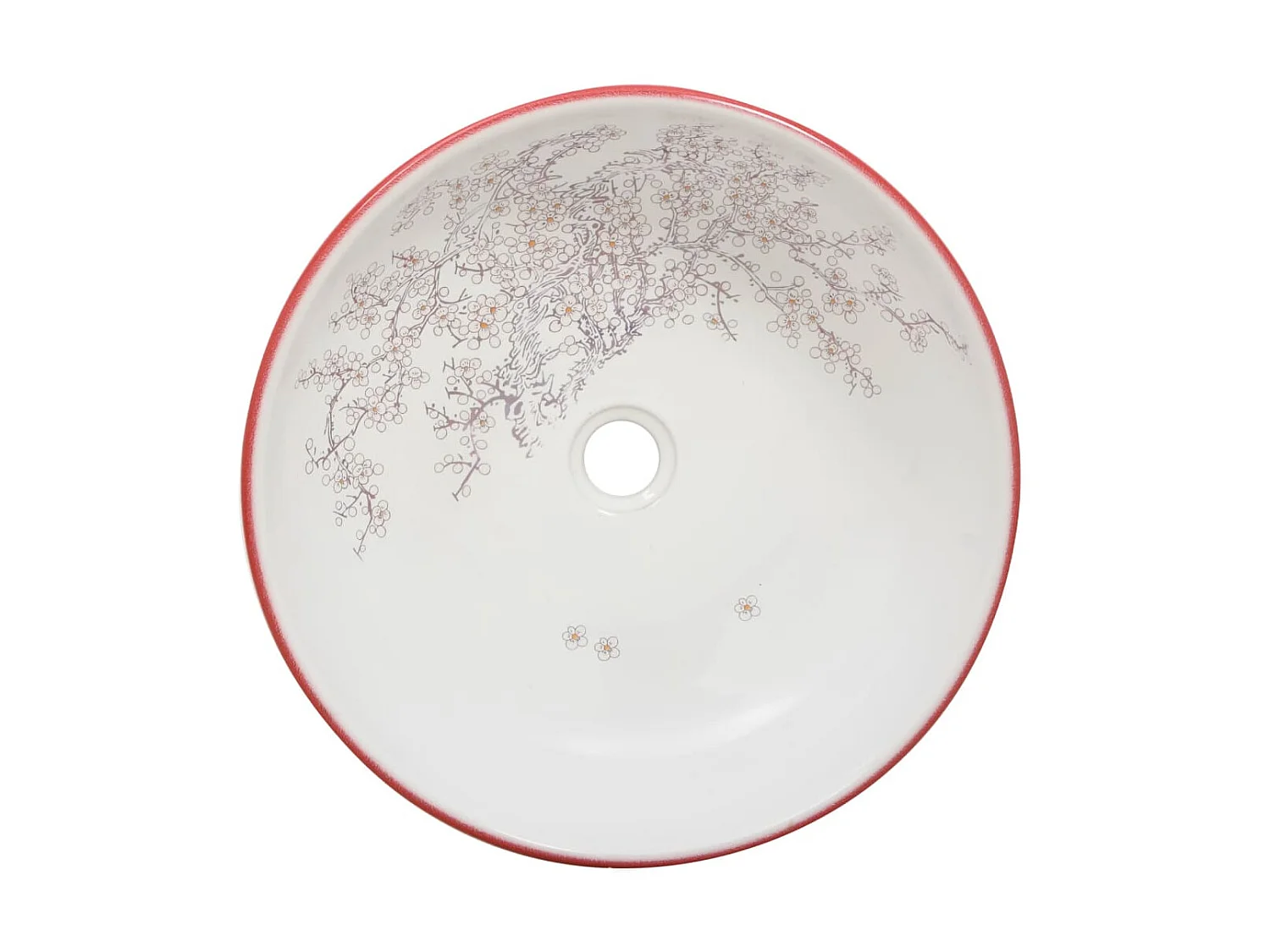 Vasque à poser blanc et rouge rond Φ41x14 cm céramique WVGQ7297