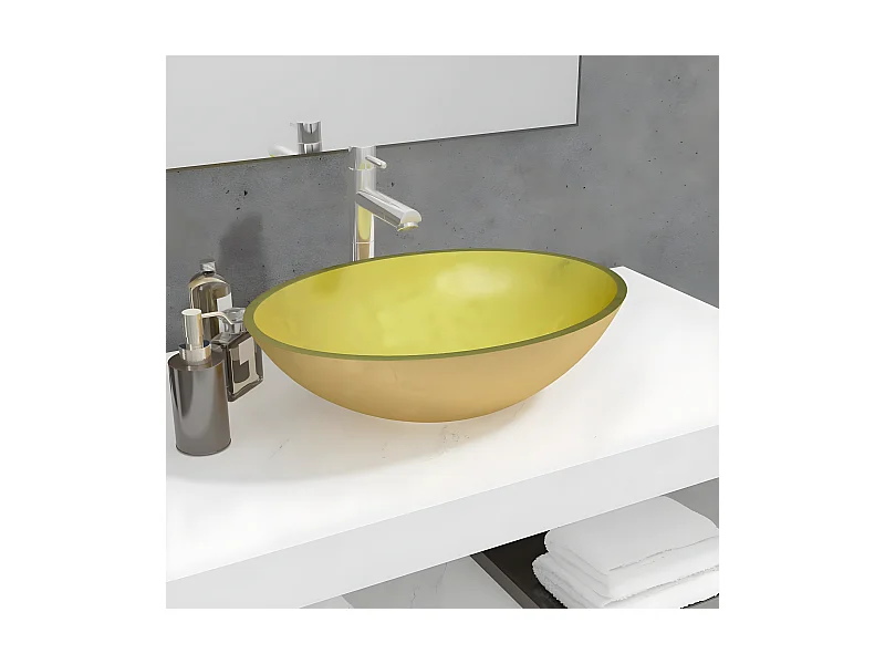 Lavabo de vidrio dorado 50x37x14 cm ES66244