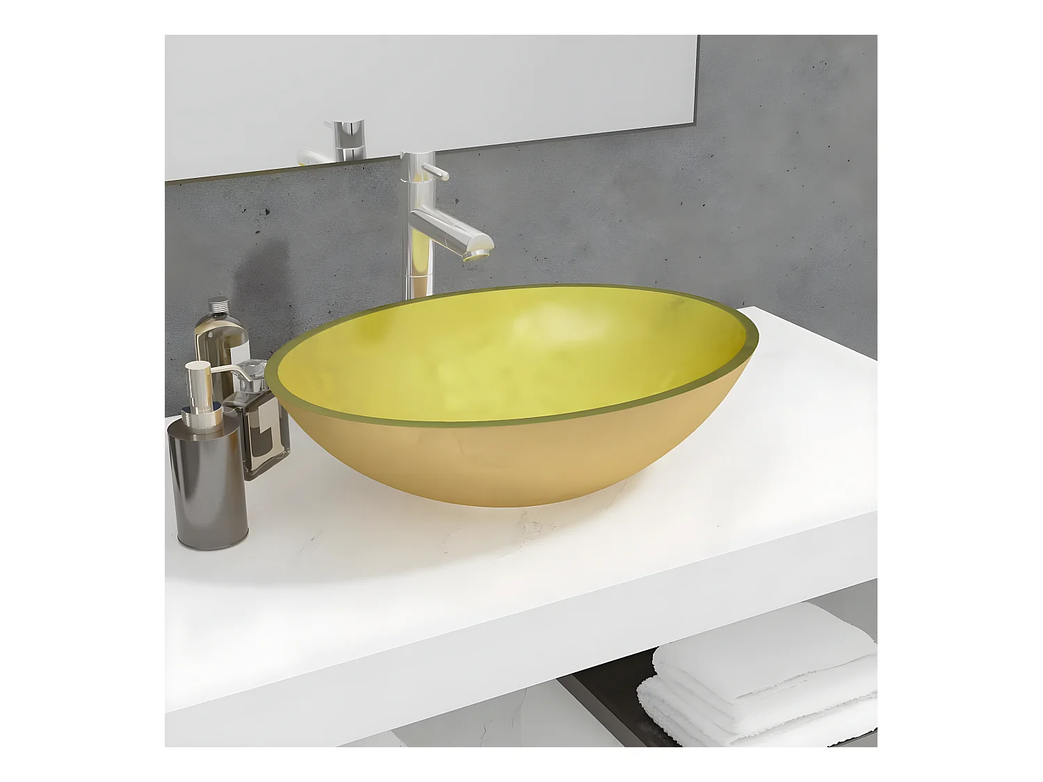 Vasque Verre 50x37x14 cm Doré WVGQ8317