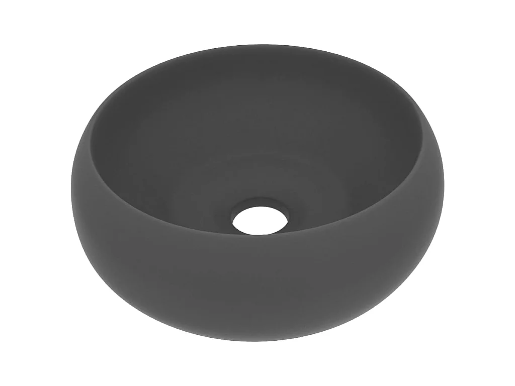 Lavabo de lujo redondo cerámica gris oscuro mate 40x15 cm ES66336
