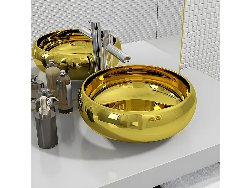 Lavabo 40x15 cm cerámica dorado ES66248