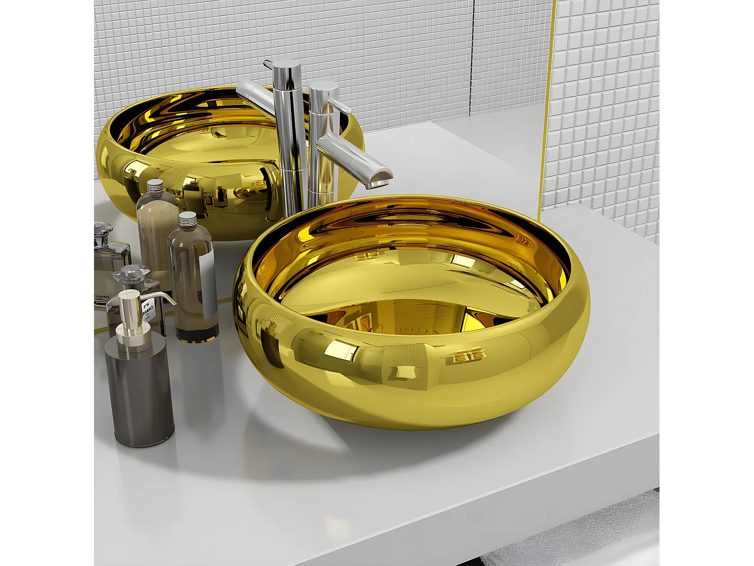 Lavabo 40x15 cm cerámica dorado ES66248