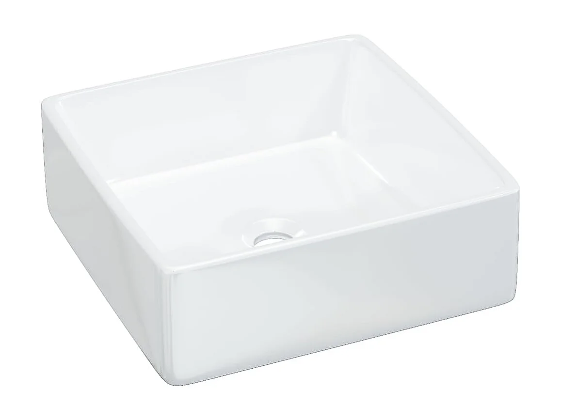 Lavatório quadrado 37x37x13 cm cerâmica branco PT542817