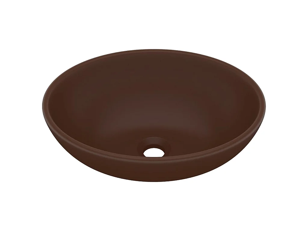 Lavatório luxuoso oval 40x33cm cerâmica castanho-escuro mate PT212375