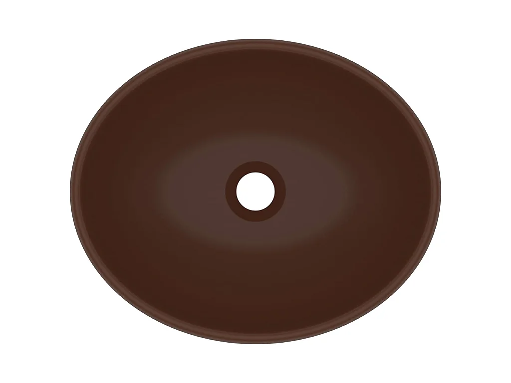 Lavatório luxuoso oval 40x33cm cerâmica castanho-escuro mate PT212375