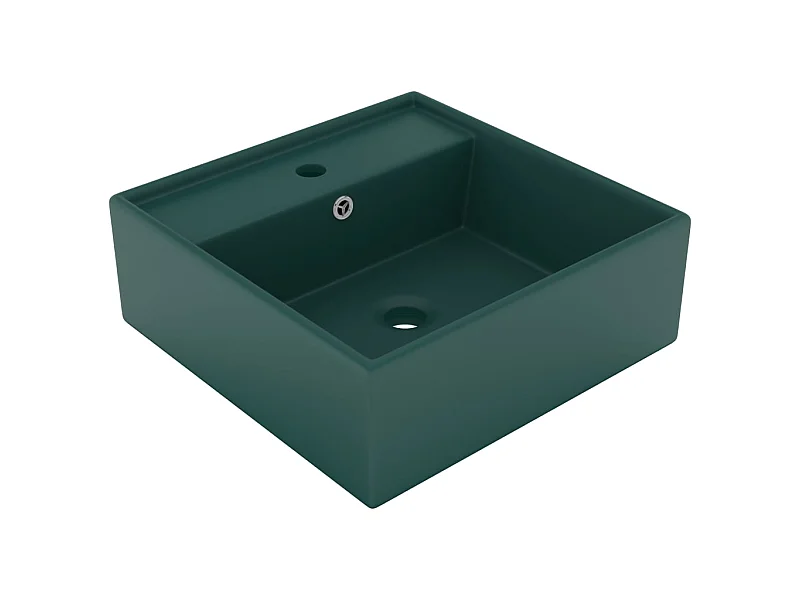 Lavatório luxuoso quadrado 41x41 cm cerâmica verde-escuro mate PT428012