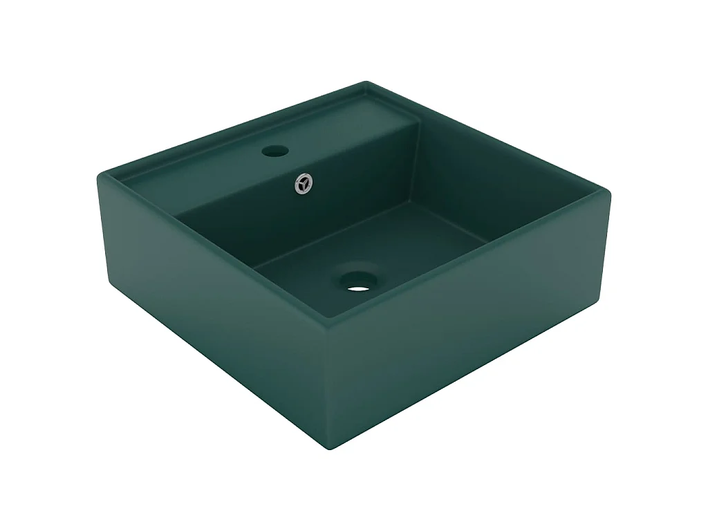Lavabo lujoso cuadrado rebosadero cerámica verde oscuro 41x41cm ES66278