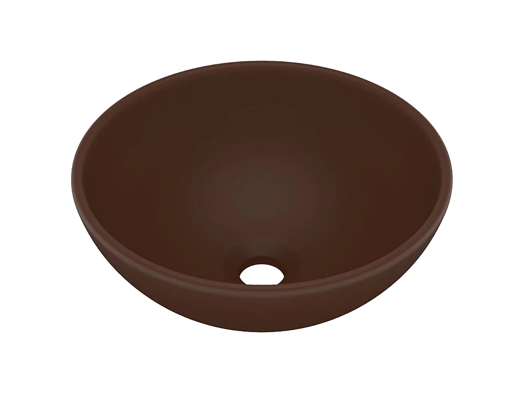 Vasque rond salle de bain Marron foncé mat 32,5x14 cm Céramique WVGQ8223
