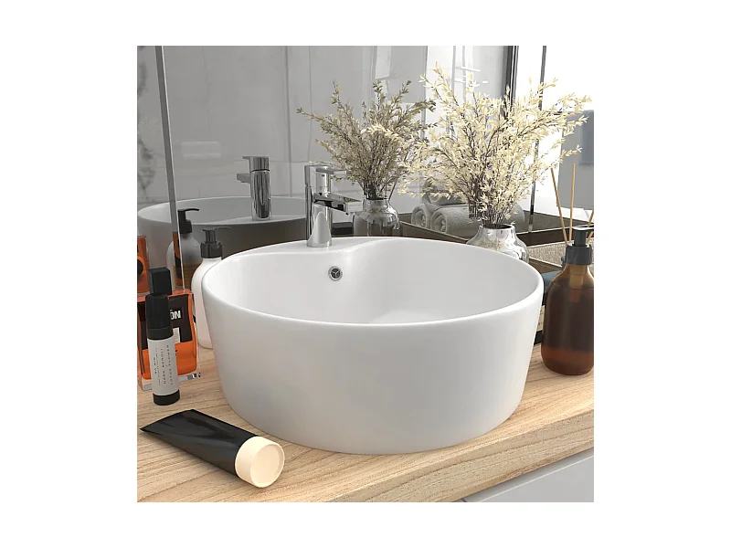 Lavabo lujo con rebosadero cerámica blanco mate 36x13 cm ES66541