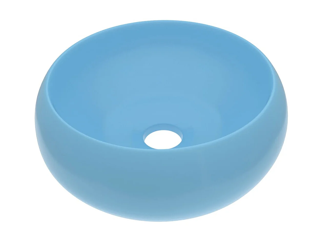 Lavabo de lujo redondo cerámica azul claro mate 40x15 cm ES66614