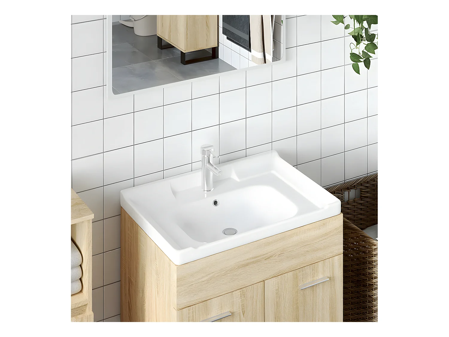 Vasque blanc 71x48x23cm rectangulaire céramique WVGQ3065