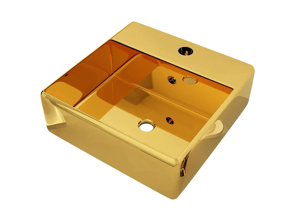 Lavabo con rebosadero 41x41x15 cm cerámica dorado ES66314