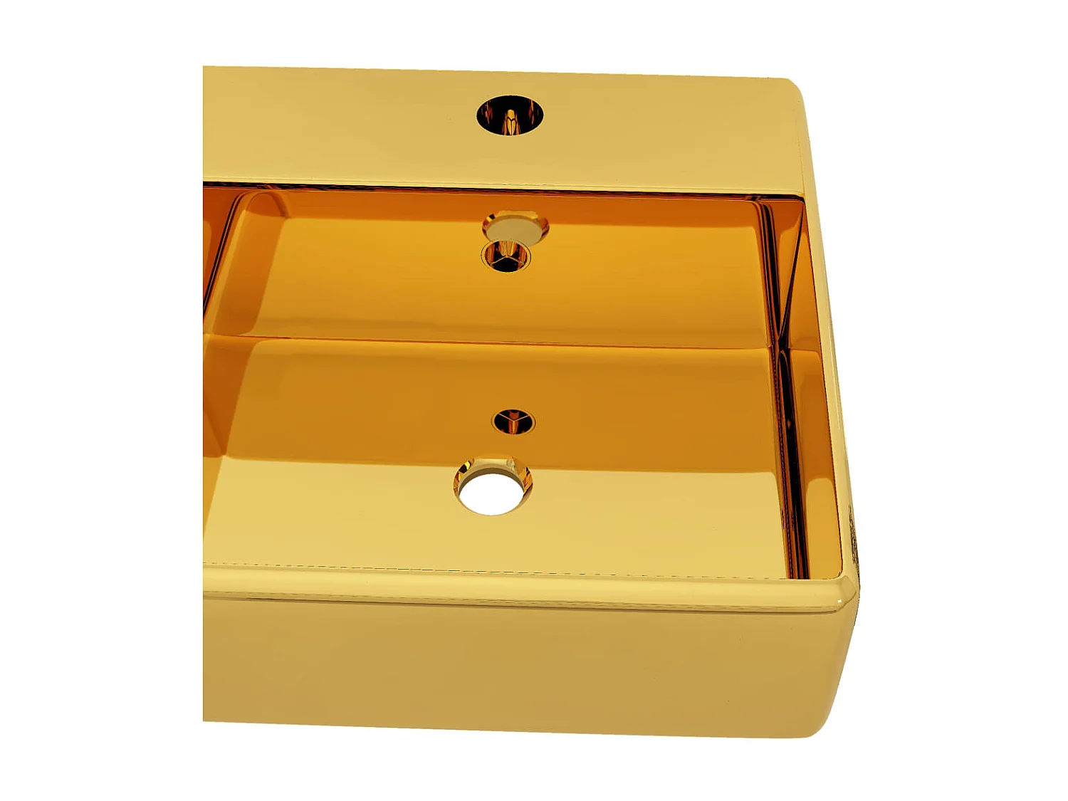 Lavabo con rebosadero 41x41x15 cm cerámica dorado ES66314