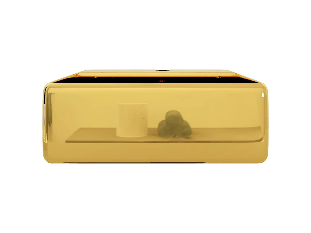 Lavabo con rebosadero 41x41x15 cm cerámica dorado ES66314