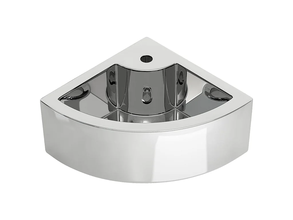 Lavatório com extravasamento 45x32x12,5 cm cerâmica prateado PT806449