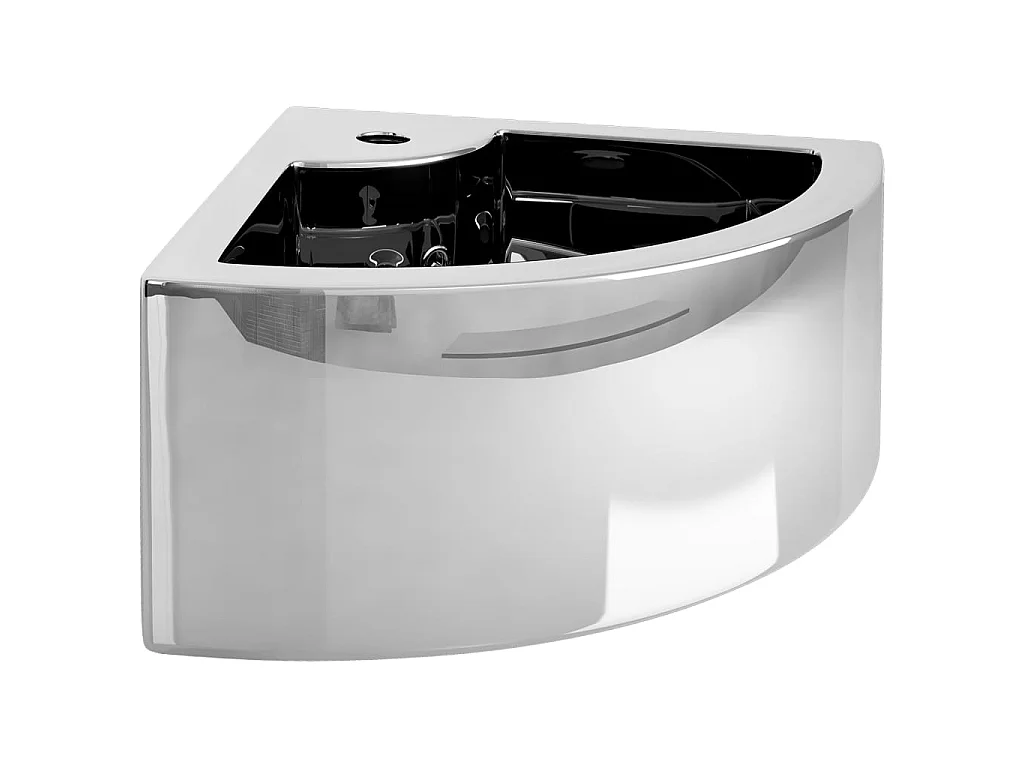 Lavatório com extravasamento 45x32x12,5 cm cerâmica prateado PT806449