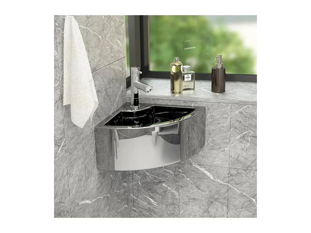 Vasque avec trop-plein 45x32x12,5 cm Céramique Argenté WVGQ4836