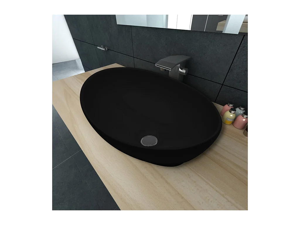 Vasque ovale Céramique 40 x 33 cm Noir   WVGQ3309