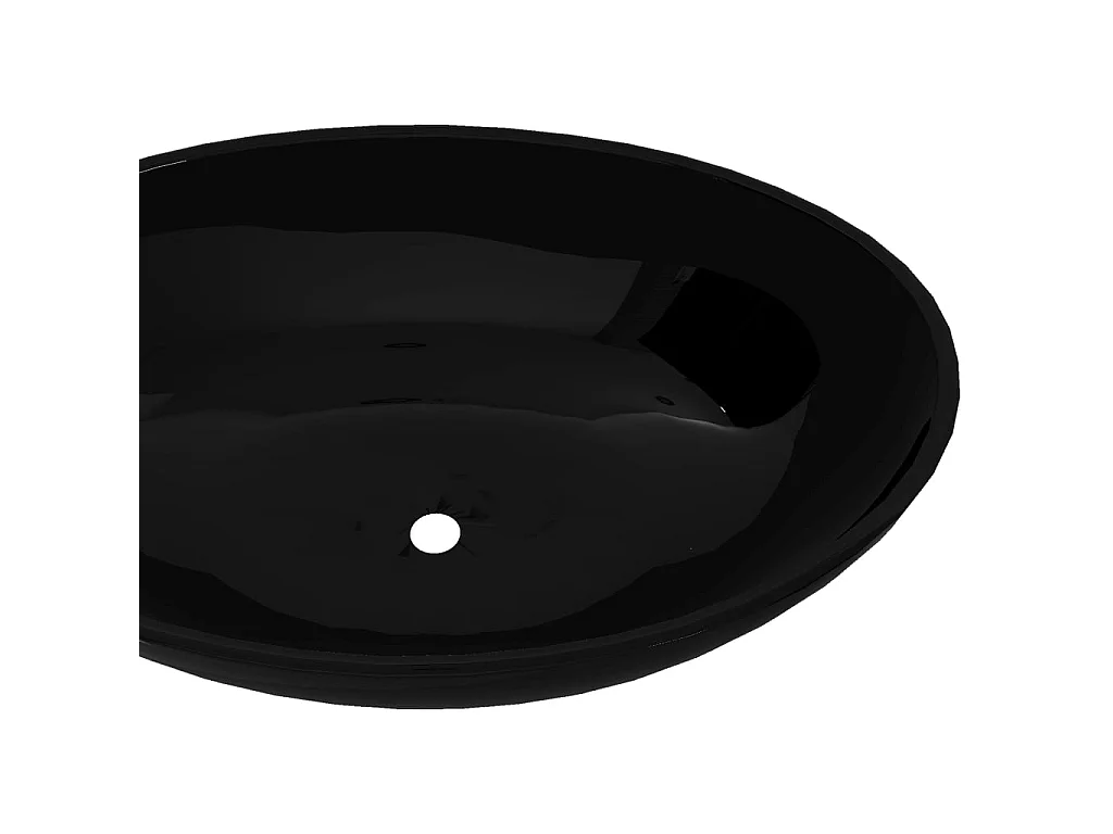 Lavatório cerâmica 40 x 33 cm,  forma oval / Preto PT169892