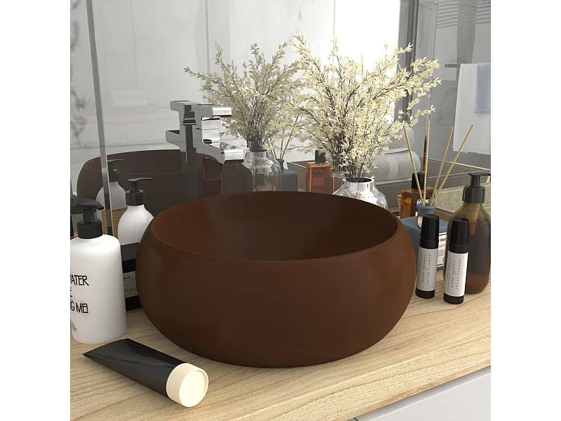 Vasque rond de luxe Marron foncé mat 40x15 cm Céramique WVGQ2578