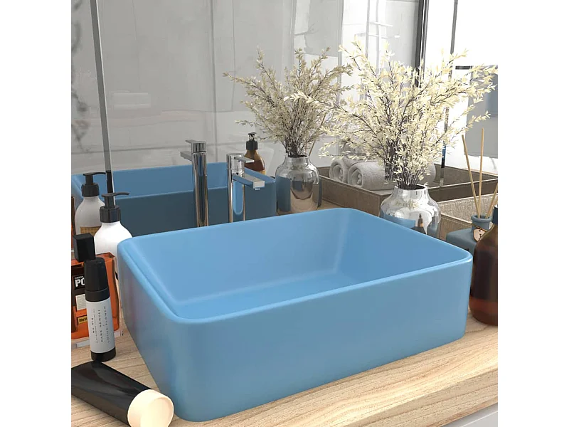 Lavatório luxuoso 41x30x12 cm cerâmica azul-claro mate PT140255