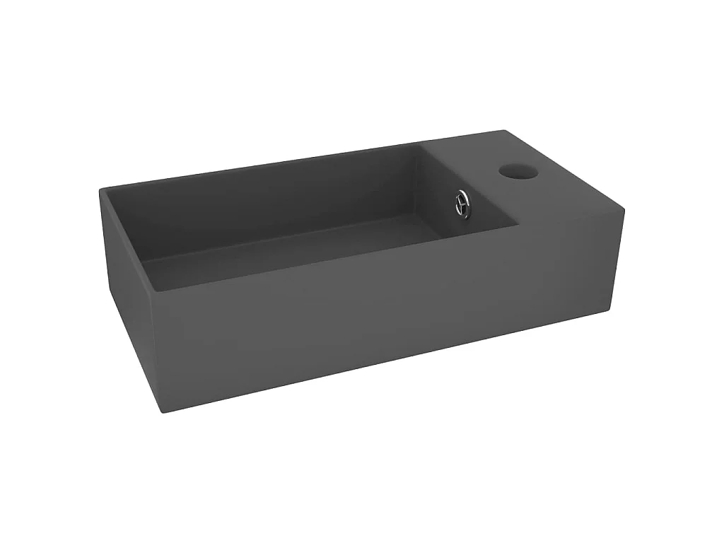 Vasque de salle de bain avec trop-plein Céramique Gris foncé WVGQ6384