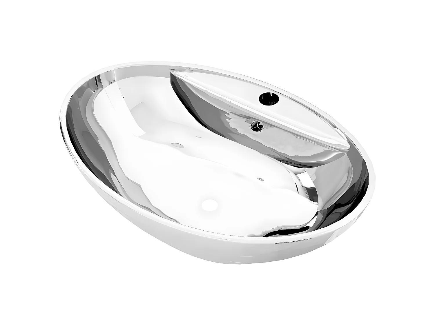 Lavabo con rebosadero 58,5x39x21 cm cerámica plateado ES66247