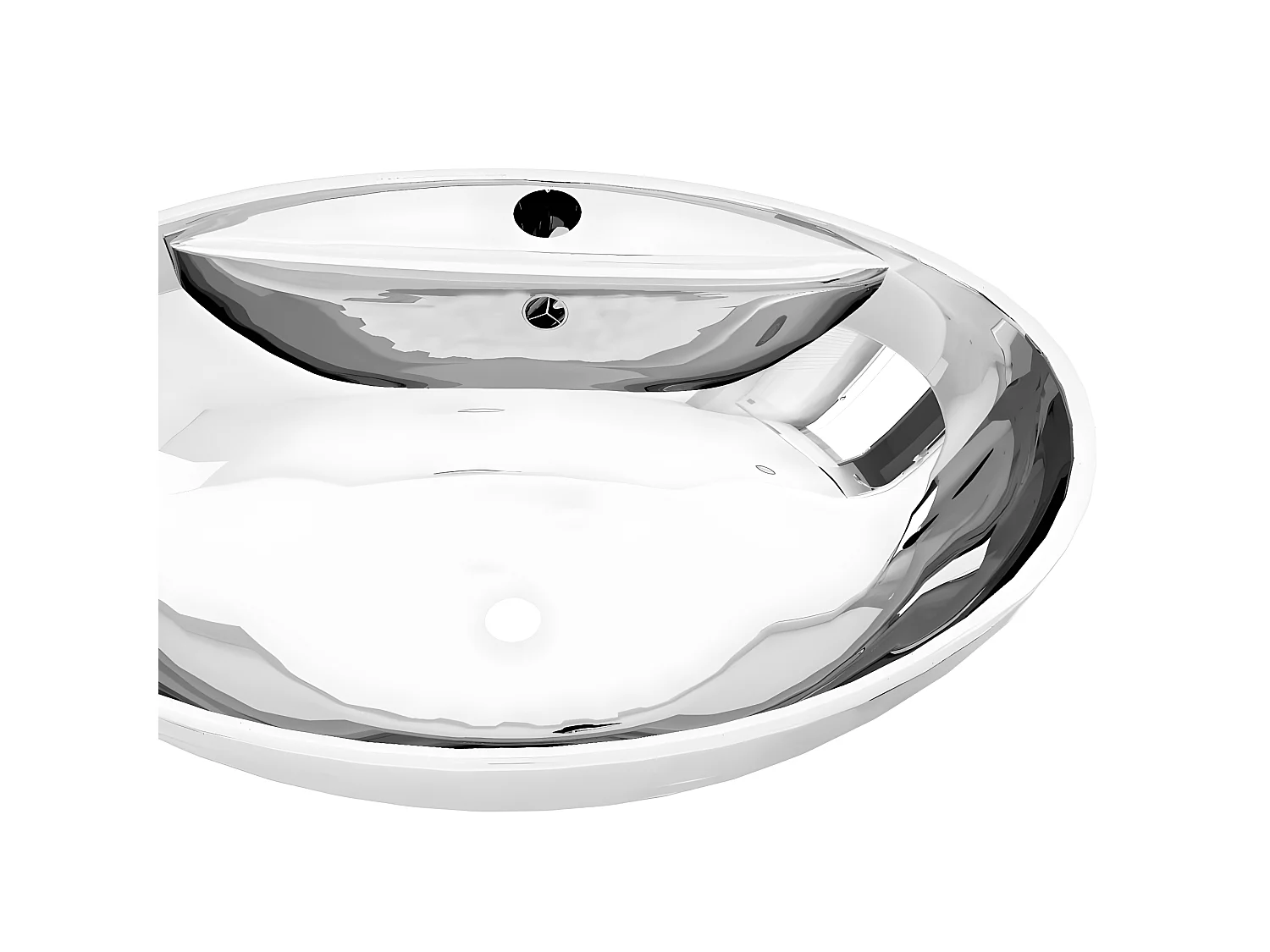 Lavabo con rebosadero 58,5x39x21 cm cerámica plateado ES66247