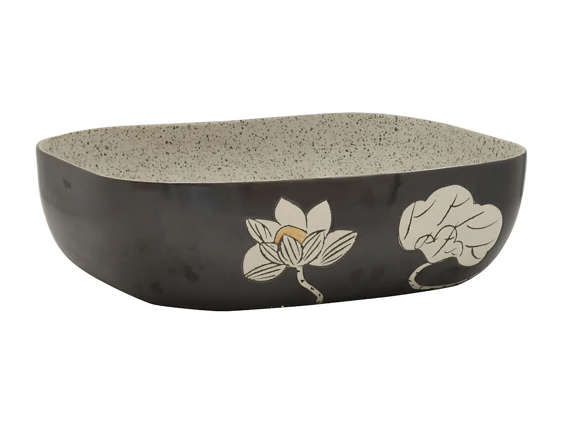 Lavatório bancada retang. 48x37,5x13,5 cm cerâmica cinza/preto PT565727