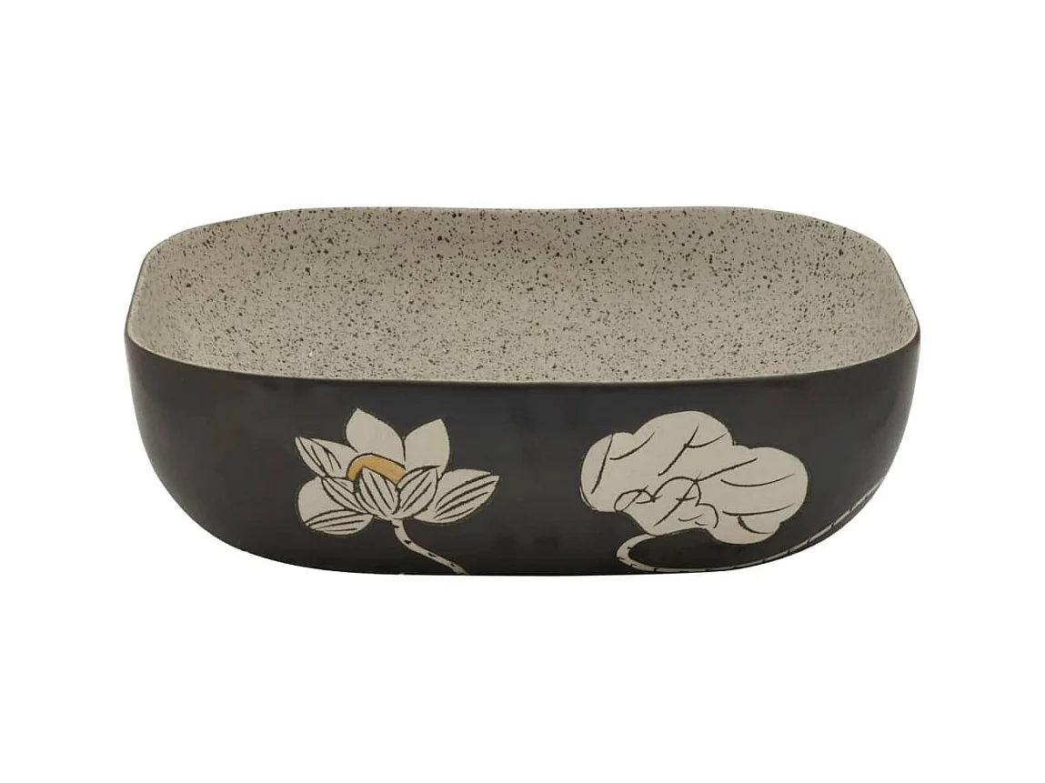 Lavabo encimera rectangular cerámica gris negro 48x37,5x13,5 cm ES66483