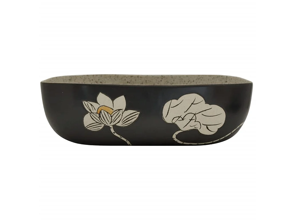 Vasque à poser gris/noir rectangulaire 48x37,5x13,5cm céramique WVGQ7921