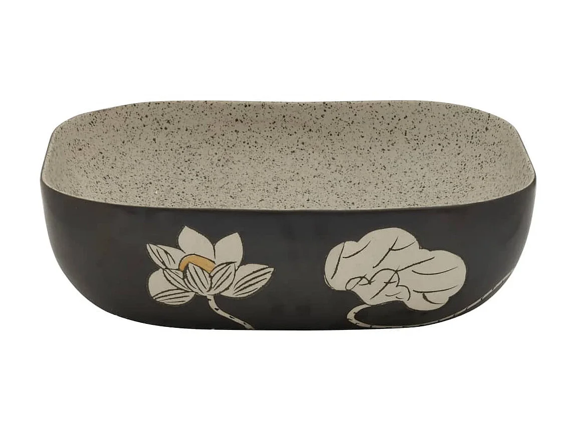 Vasque à poser gris/noir rectangulaire 48x37,5x13,5cm céramique WVGQ7921