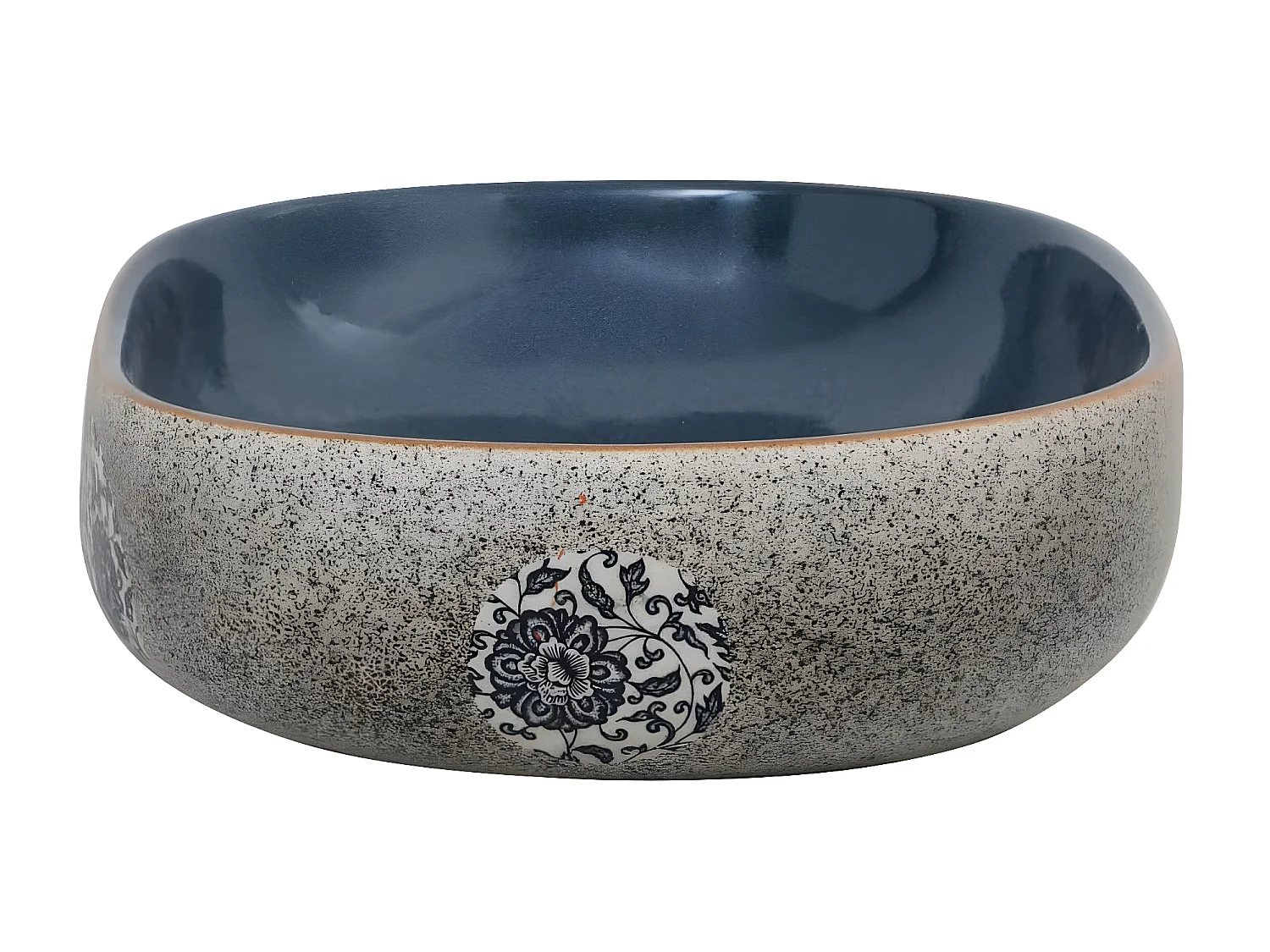 Lavabo sobre encimera ovalado arena y azul cerámica 59x40x14 cm ES66238