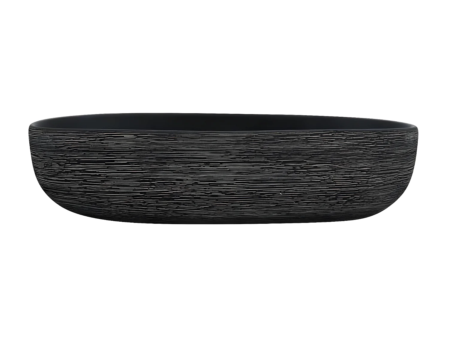 Lavatório de bancada oval 59x40x14 cm cerâmica cinza e preto PT308147