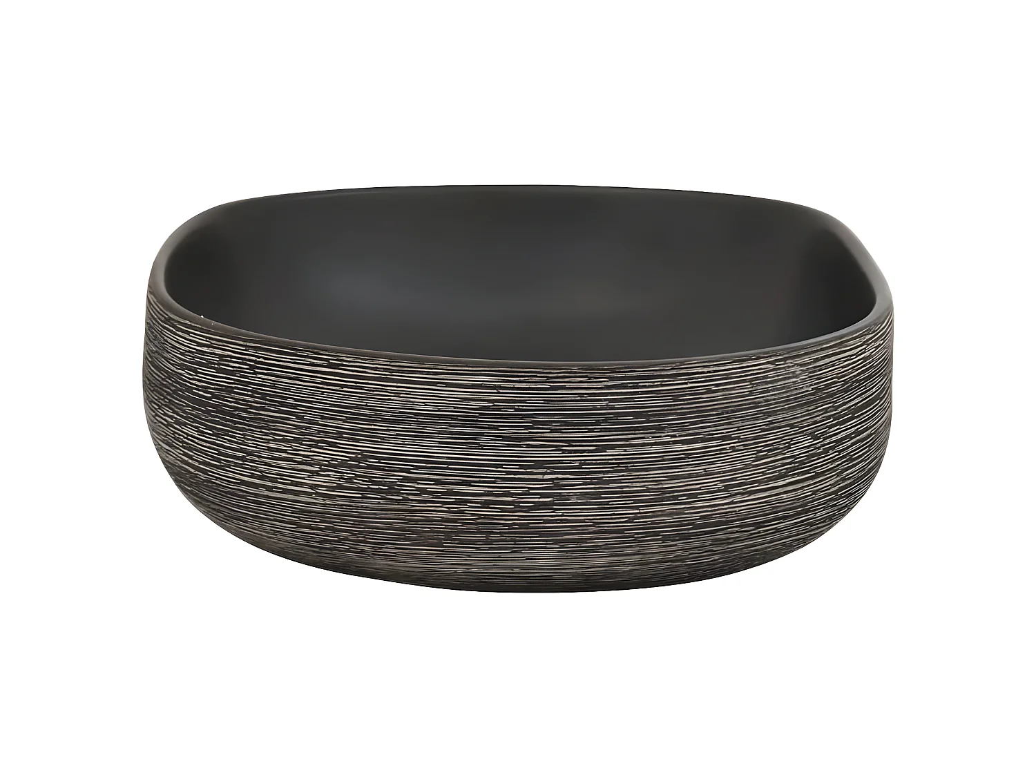 Lavatório de bancada oval 59x40x14 cm cerâmica cinza e preto PT308147