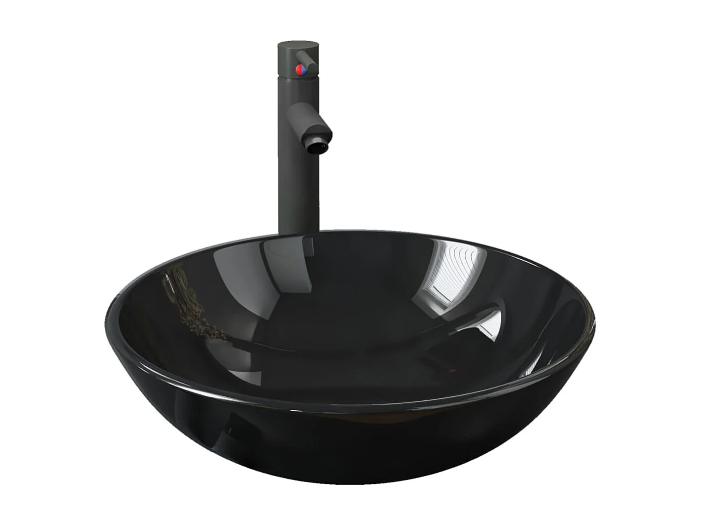 Vasque de bain avec robinet et drain à poussoir Verre trempé WVGQ6863