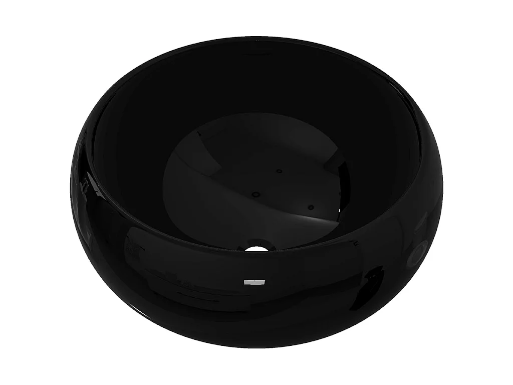 Lavabo redondo de cerámica negro 40x15 cm ES66459