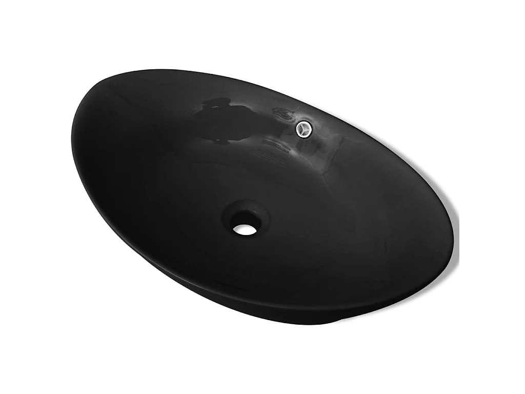 Lavatório cerâmico oval preto 59 x 38,5 cm PT423349