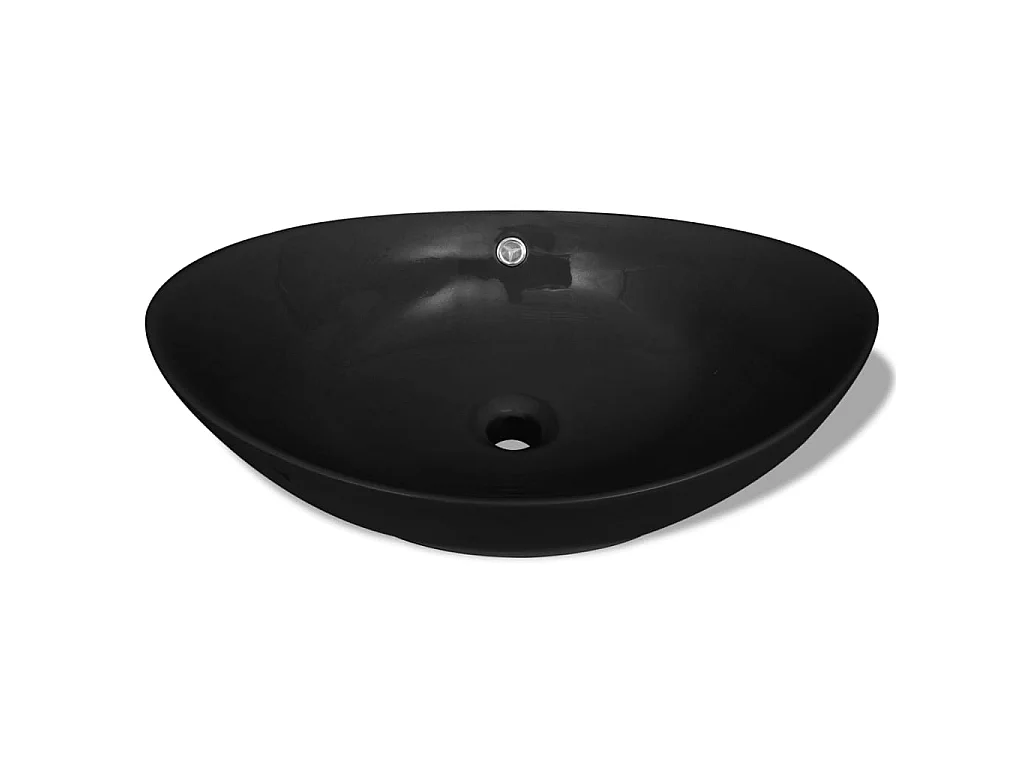 Lavatório cerâmico oval preto 59 x 38,5 cm PT423349