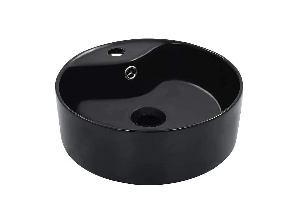 Vasque avec trop-plein 36x13 cm Céramique Noir WVGQ4577