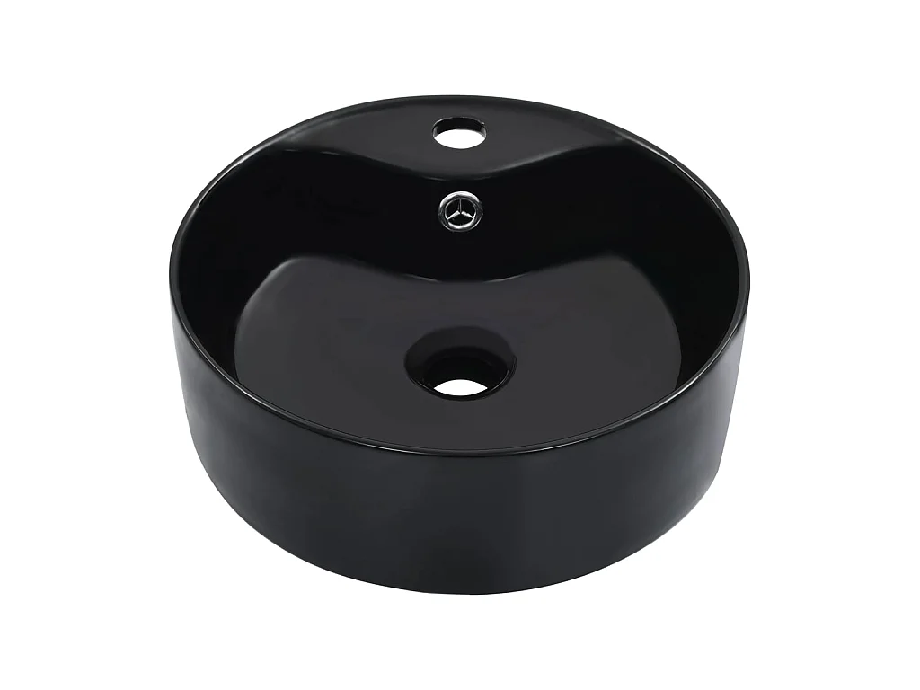 Lavatório com extravasamento 36x13 cm cerâmica preto PT743296