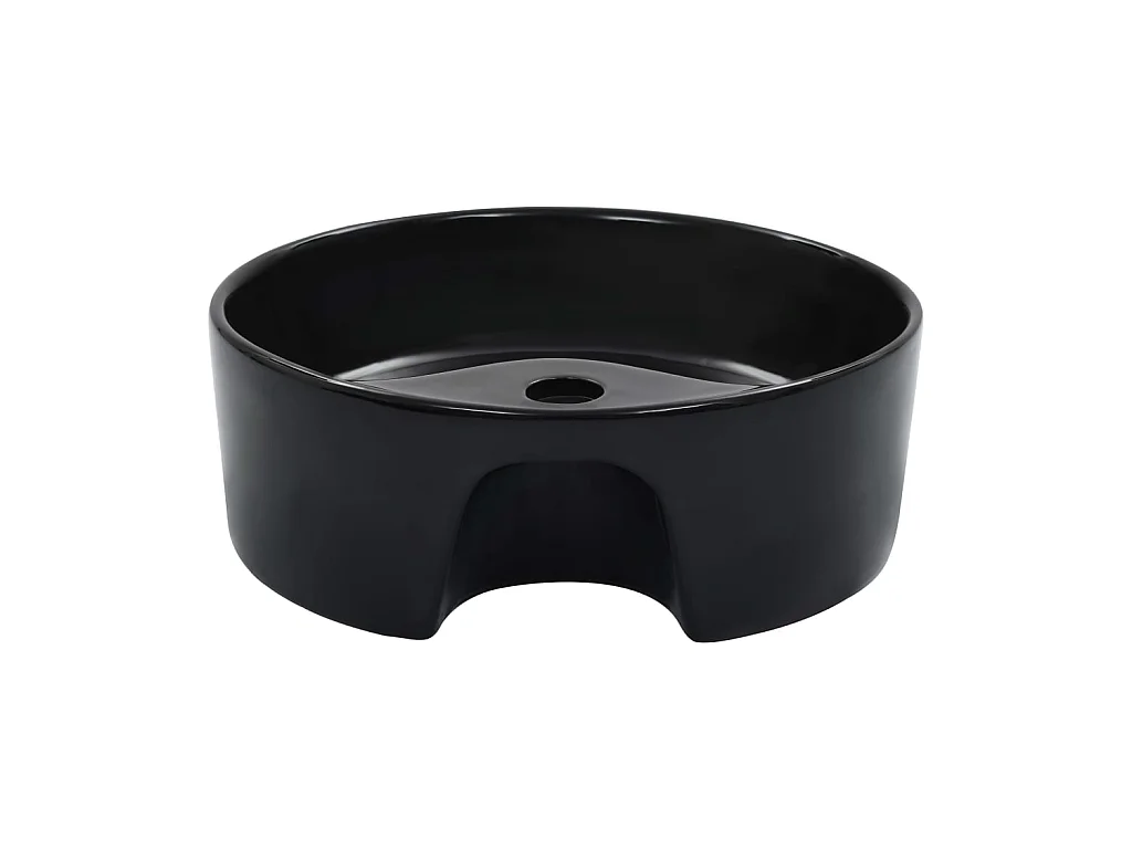 Lavatório com extravasamento 36x13 cm cerâmica preto PT743296