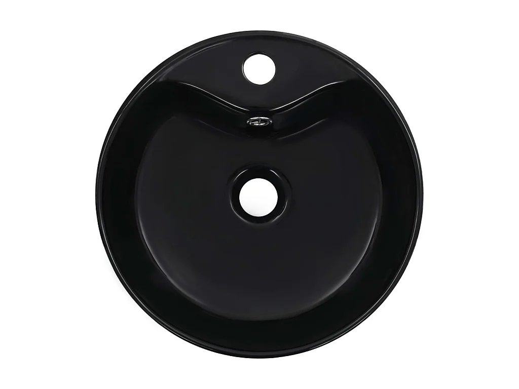 Lavatório com extravasamento 36x13 cm cerâmica preto PT743296