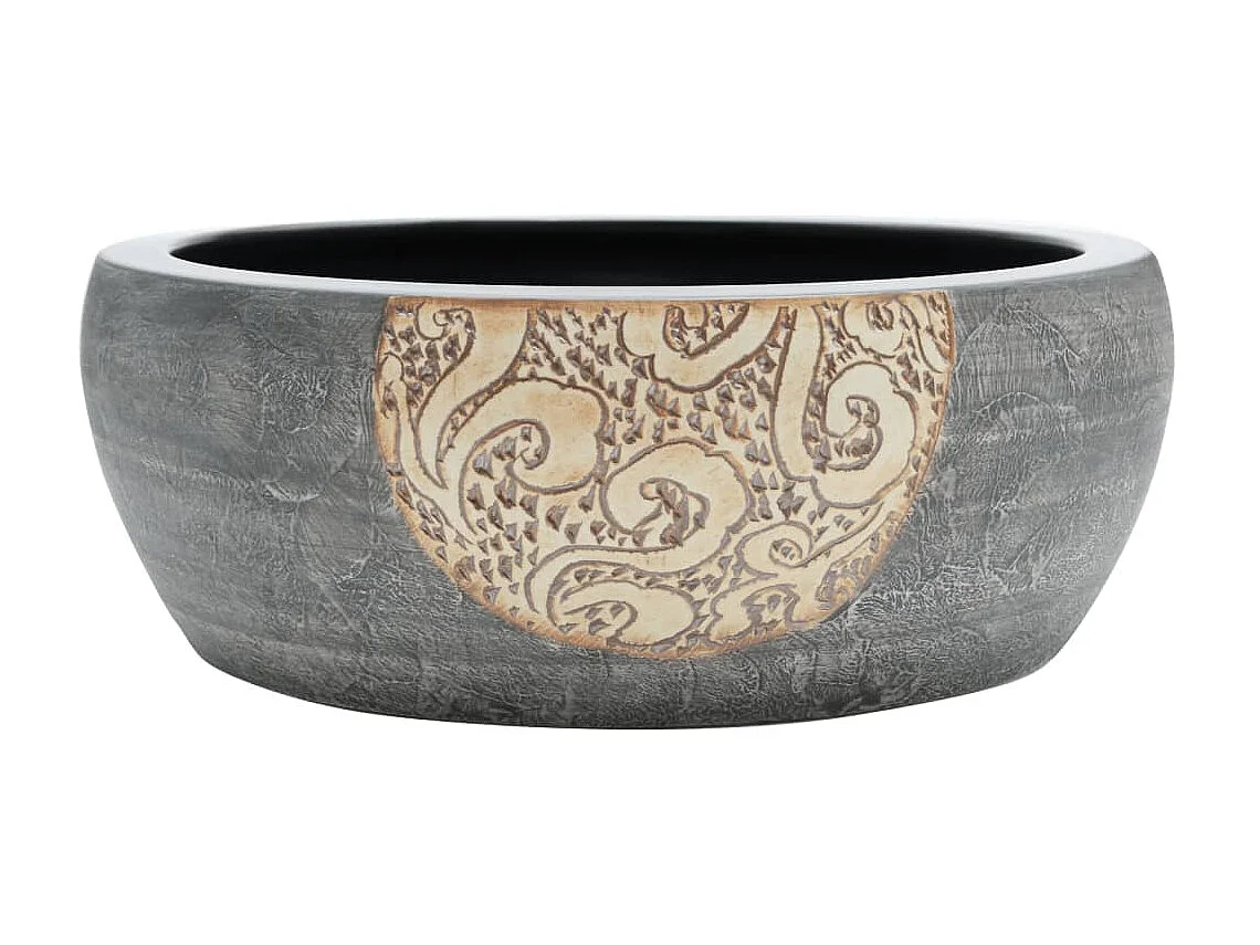 Vasque à poser noir et marron rond Φ41x14 cm céramique WVGQ6840