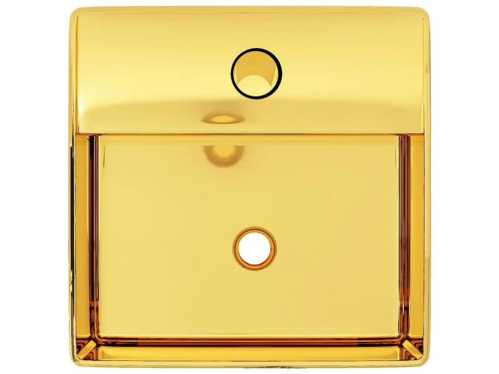 Lavatório c/ orifício torneira 38x30x11,5 cm cerâmica dourado PT249659