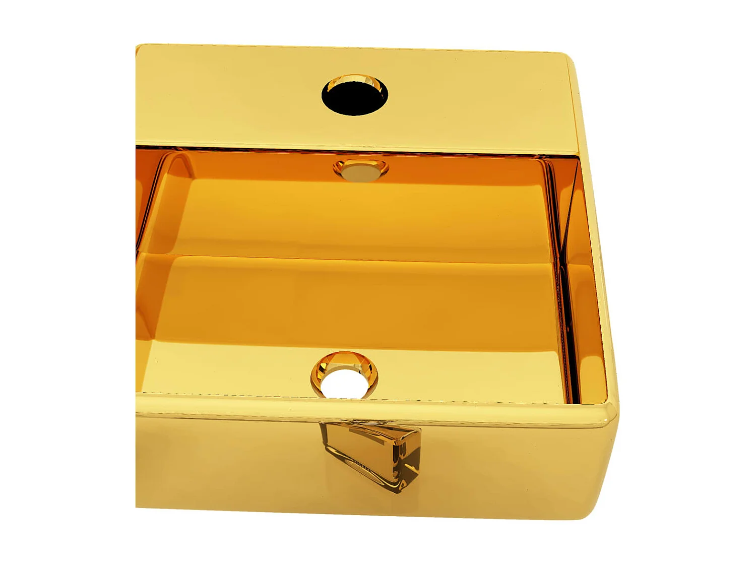 Lavatório c/ orifício torneira 38x30x11,5 cm cerâmica dourado PT249659