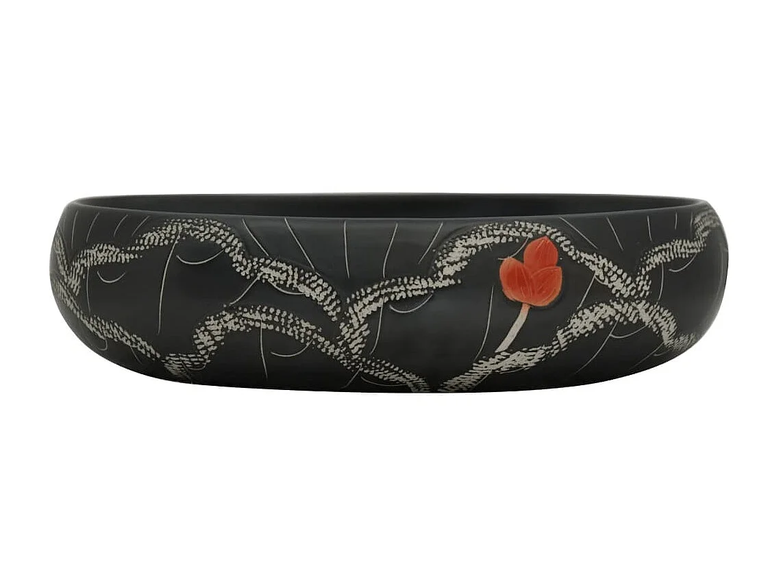 Lavabo sobre encimera ovalado cerámica negro 59x40x15 cm ES66561