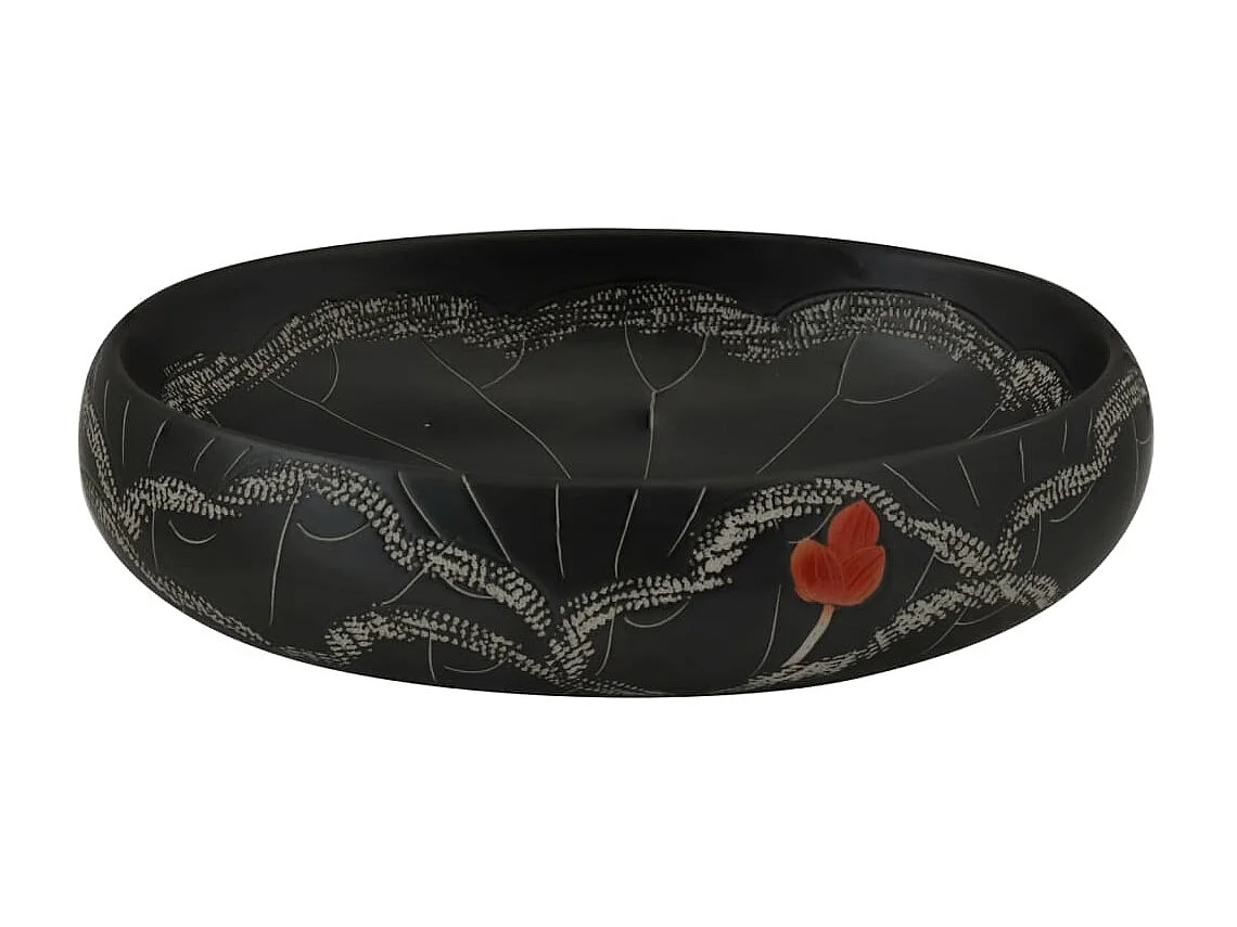 Lavabo sobre encimera ovalado cerámica negro 59x40x15 cm ES66561