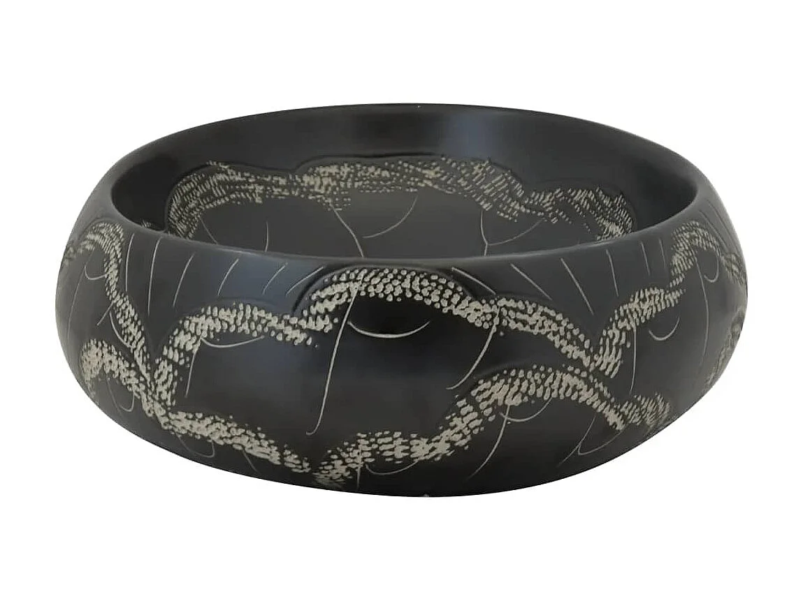 Lavatório de bancada oval 59x40x15 cm cerâmica preto PT107867