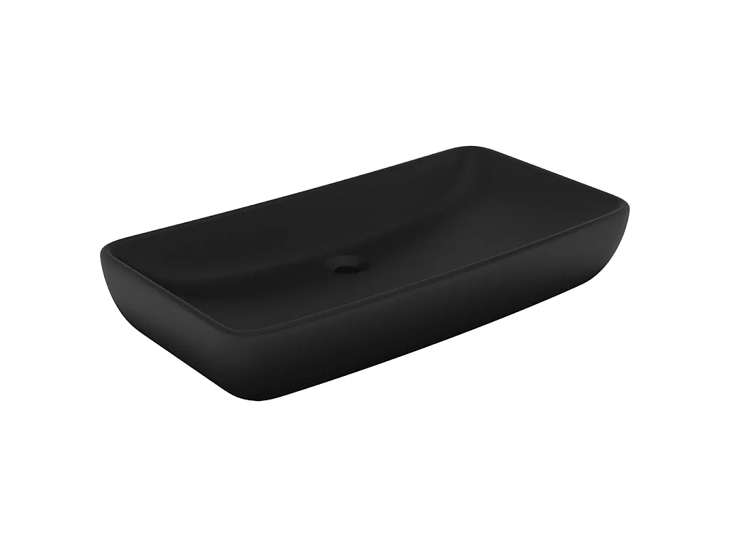Lavatório luxuoso retangular 71x38 cm cerâmica preto mate PT554435